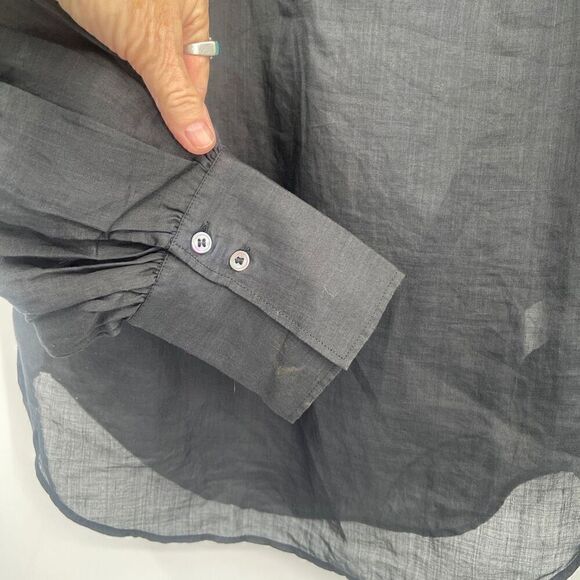 Frame Black Long Sleeve Stand Collar Emma Pullover Blouse One Size - Picture 3 of 8